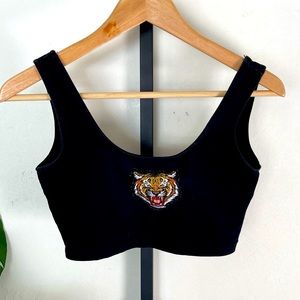 Adika S Black Crop with Tiger Patch